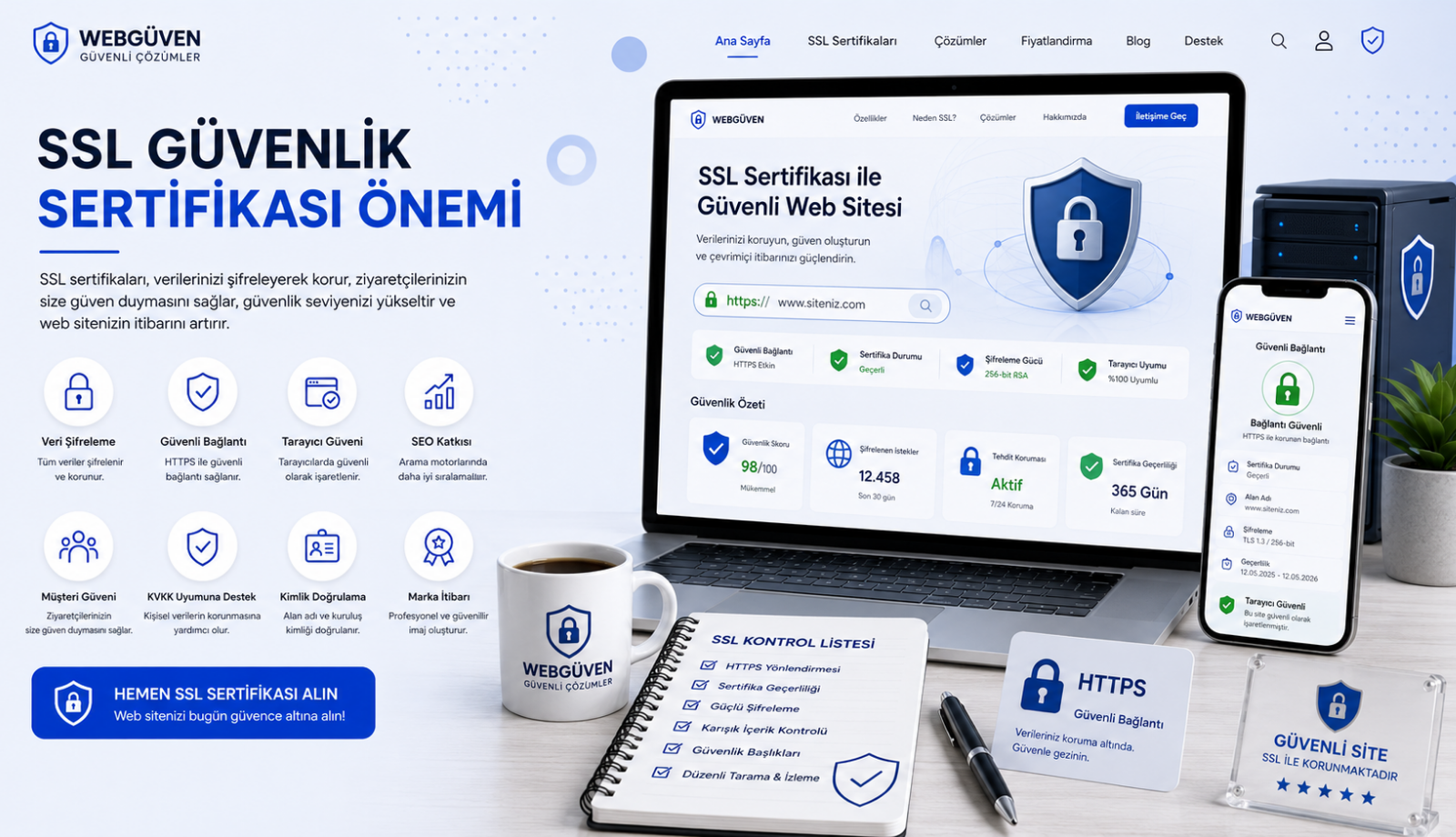 SSL güvenlik sertifikası, SSL sertifikası, güvenli web sitesi, web site güvenliği, HTTPS kullanımı, SEO uyumlu web sitesi, profesyonel web sitesi