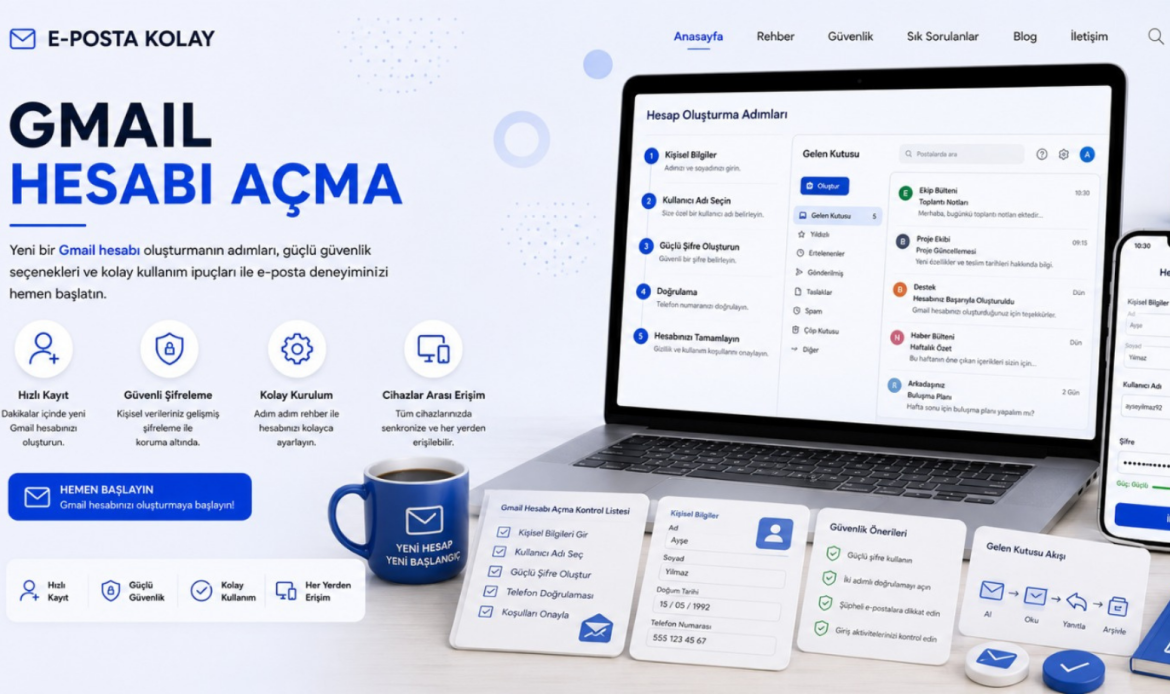 Gmail hesabı açma, Gmail hesabı nasıl açılır, yeni Gmail hesabı açma, Gmail açma, e-posta hesabı açma, Google hesabı açma, Gmail hesabı