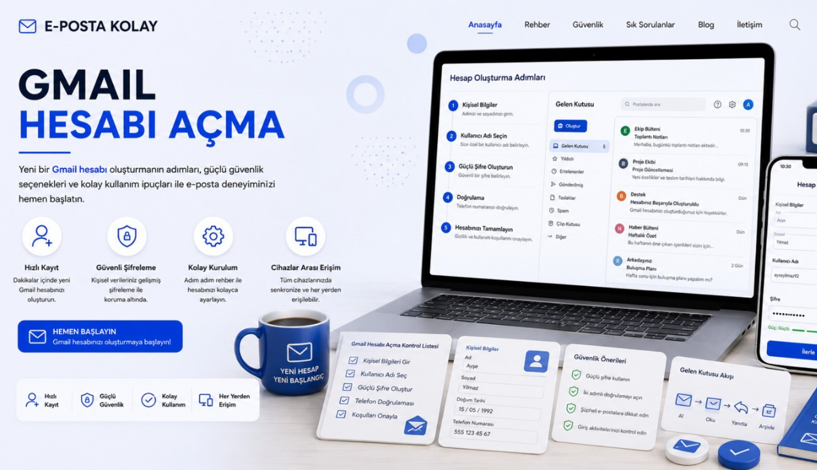 Gmail hesabı açma, Gmail hesabı nasıl açılır, yeni Gmail hesabı açma, Gmail açma, e-posta hesabı açma, Google hesabı açma, Gmail hesabı