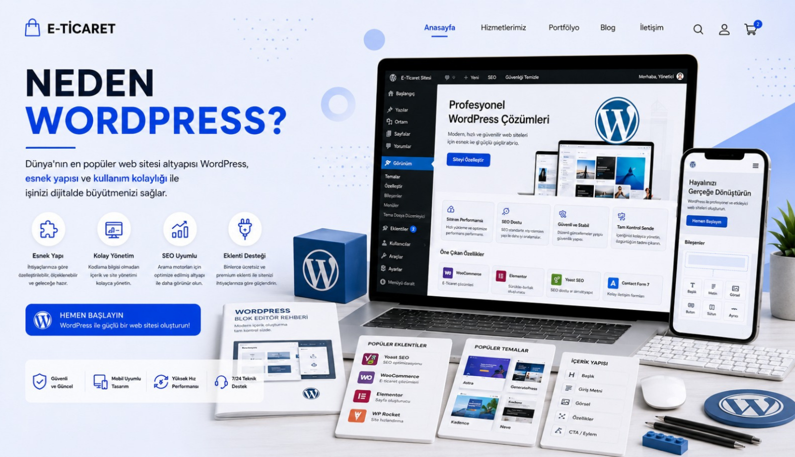 WordPress, WordPress web sitesi, WordPress web tasarım, kurumsal web sitesi, profesyonel web sitesi, SEO uyumlu web sitesi, mobil uyumlu web sitesi
