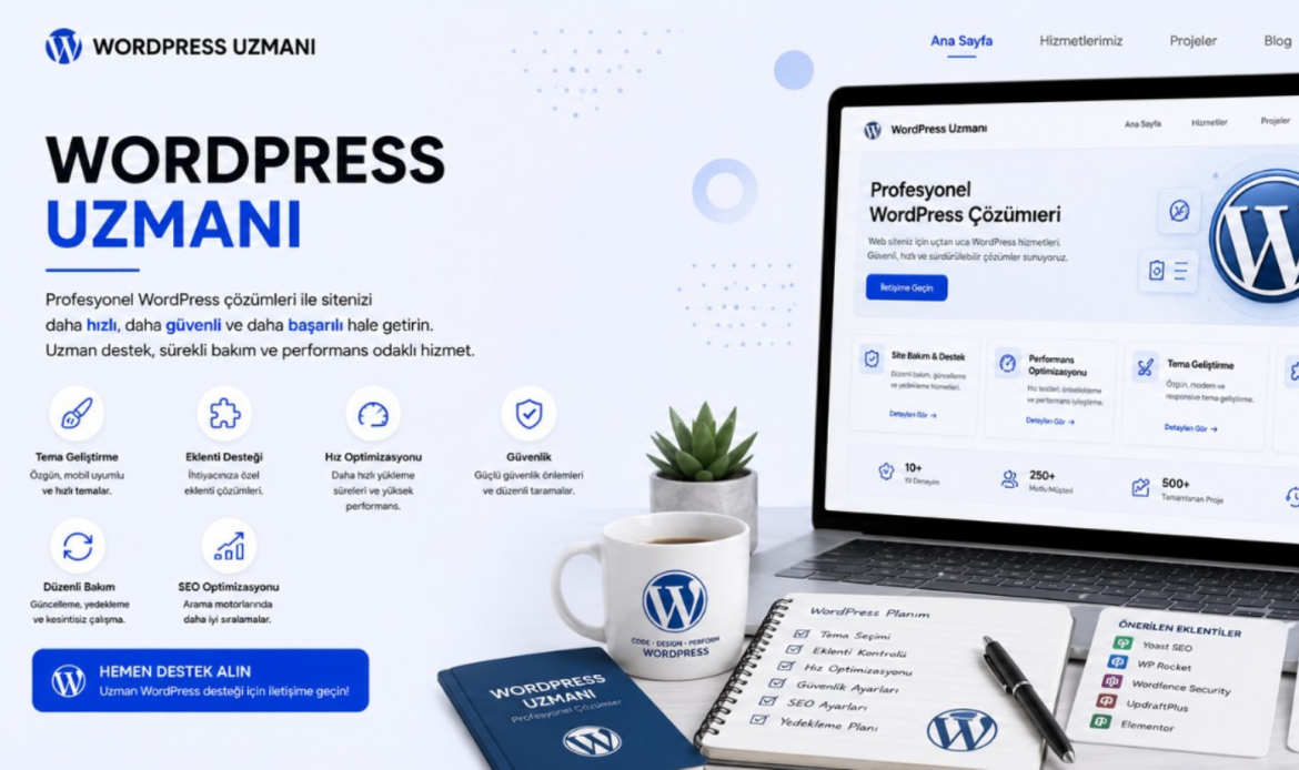 WordPress uzmanı, WordPress site kurulumu, WordPress web tasarım, WordPress SEO uzmanı, WordPress hız optimizasyonu, WordPress bakım hizmeti, kurumsal WordPress web sitesi
